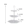 Eleganter weißer 3-stufiger Etagere aus Kunststoff für Torten und Cupcakes mit Maßen - 3-Stufig Hexagonal
