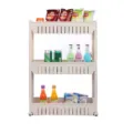 Estantería estrecha de plástico con ruedas, carrito organizador multiusos para cocina y baño. - Triple Capa / Gris