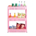 Carrello portaoggetti a rotelle in plastica rosa a 3 ripiani per cucina e bagno salvaspazio - Tre strati / Rosa