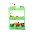 Carrito de almacenamiento rodante de 3 niveles, estante de plástico verde para cocina. - Triple Capa / Verde