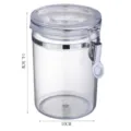 Vista detallada con dimensiones de un bote hermético de plástico transparente de 14,5 cm. - 750ml