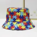 Anglerhut mit buntem Puzzlemuster, lässiger Sonnenschutz-Hut für Herren - Einheitsgröße / Bunter Puzzle Druck (28)