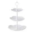Soporte blanco de 3 niveles para postres con forma de flor, frutero para té y fiestas. - Soporte para pasteles de 3 niveles pétalos, blanco con varilla blanca / Blanco