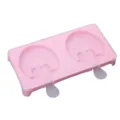 Molde de silicona rosa para dos paletas de helado con tapa transparente para postres caseros. - Rosa Fresa