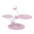 3 tier dessert display stand pink butterfly cake stand afternoon tea sweet tables - 3-Tier Pink Teardrop Plates with Pink Butterfly Rod