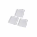 Europäischer Plastik Spitzen quadratischer Servierteller weiße Dessertplatte Hochzeit Display 3tlg - Weiße quadratische Spitzentabletts, 3er-Set