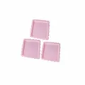 Rosa quadratische Kunststoff-Spitzentabletts 3er-Set dekorative Dessert-Fruchteller. - Rosa quadratische Spitzentabletts, 3er-Set