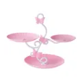 European 3-tier pink dessert stand cupcake display tray for wedding party candy fruit. - 3-Tier Fluted Pink Trays with Pink Butterfly Rod
