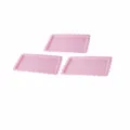 Rosa europäische Kunststoff rechteckige Spitzen Serviertabletts, 3 Stk für Dessert Tisch. - Rosa rechteckige Spitzentabletts, 3er-Set