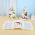 Ensemble présentoir à gâteaux blanc et plateau dessert à bordure dentelle élégant - Support Rond Gaufré Avec Plateau Carré En Dentelle / 2 Présentoirs À Étages Et 3 Plateaux / Blanc