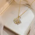 Elegant gold plated necklace featuring a square pendant with micro-set sparkling zircons - Square Pave Zirconia Necklace (X0348)