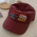 Korean style burgundy baseball cap with fashion letter embroidery for casual sun protection - 55-60cm / Observing Life Embroidered Style / Burgundy