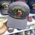 Casquette commémorative grise brodée avec le motif longhorn de la République du Texas - Style Commémoratif République du Texas / Gris