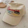Minimalist beige baseball cap with multi-colored alphabet embroidery design for summer - 55-60cm / Observing Life Embroidered Style / Beige