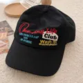 Black cotton baseball cap with colorful letter embroidery design in a lifestyle setting. - 55-60cm / Observing Life Embroidered Style / Black