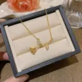 Elegante vergoldete Halskette mit Tulpenanhänger im französischen Stil, Valentinstagsgeschenk - Tulpen Stil (X0179)