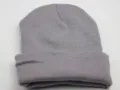 Minimalist solid gray ribbed knit beanie hat for autumn and winter outdoor daily wear - Adult / Light Gray