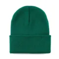 Classic dark green knitted beanie hat with folded cuff for outdoor winter warmth - One Size / Dark Green