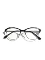 Elegante schwarz-goldene Cat-Eye-Brille mit Edelstahl-Metallrahmen für moderne Damen - Katzenaugen Hohl Stil (SS3008) / Gold Schwarz