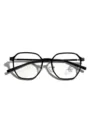 Vintage style black TR90 square frame glasses featuring anti-blue light UV400 lenses. - Bright Black