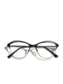 Modischer schwarzer Edelstahl-Katzenaugen-Brillenrahmen für Damen mit klarem Glas - Katzenaugen Hohl Stil (SS3008) / Silberschwarz