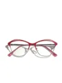 Modische rote Cat-Eye-Brillenfassung aus Edelstahl für Damen, professionelles Studiofoto - Katzenaugen Hohl Stil (SS3008) / Rot