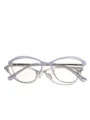 Eleganter lilagoldener Cat-Eye-Brillenrahmen aus Edelstahl für einen stilvollen Damenlook - Katzenaugen Hohl Stil (SS3008) / Hellviolett