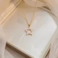 Élégant collier doré avec pendentif étoile en zircon brillant sur chaîne fine. - Style Étoile (X0981)