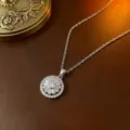 Drehbare Blumen-Halskette mit schimmerndem Zirkonia. - Halskette (X0042--2) / Silber