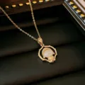 Gold-plated titanium steel necklace featuring an elegant mini Buddha pendant detail - Q-version Buddha Style (X0120)
