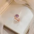 Rose gold rotating purple zircon flower open ring for elegant women - Bauhinia Rotating Ring (J0011) / Rose Gold and Purple