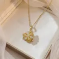 Elegant 18K gold plated necklace with micro-set zircon flower pendant and chain - Blooming Flower Micro-inlaid Zirconia Necklace (X0279)