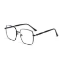 Oversized black metal square frame glasses for men and women minimalist design chic - Black