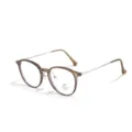 Retro-Rundbrille mit Blaulichtfilter, braunem Rahmen und Silberbügeln - Kaffee