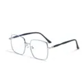 Stylish square metal glasses frame with light blue rims and silver temples - Blue
