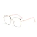 Oversized square gold metal glasses frame with light pink temples for a stylish look - Pink