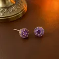Elegante violette Blumen-Ohrstecker mit Roségold-Beschichtung und Zirkonsteinen - Ohrringe (E0074) / Roségold