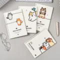 A5 cute cat loose-leaf spiral notebook set, lined journaling book with sweet cartoon illustration. - A5 / Fluffy Paws Nook / 64 Pieces/Pack