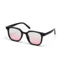 Retro square black frames with pink gradient blush lenses for a stylish and elegant look. - Black Frame Blush Lens