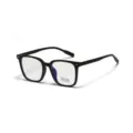 Classic black square TR90 frame glasses with anti-blue light protection lenses. - Bright Black
