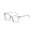 Stylish transparent gray square frame anti-blue light glasses with UV400 protection - Transparent Gray