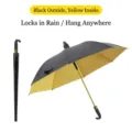Ombrello da golf con copertura impermeabile nero e giallo con manico a J - 27寸防水套弯柄 / Montatura Nero/Giallo Grigio Sfumato