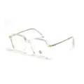 Large square transparent glasses frames with gold metal temples and anti-blue light lens. - Large Square Frame / Clear