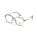 Oversized champagne square glasses frame with anti-blue light and UV 400 clear lenses - Large Square Frame / Brown