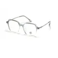 Stylish oversized square blue light blocking glasses with a transparent light blue frame - Large Square Frame / Gradient Blue