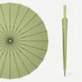 Parapluie long vert clair à 24 baleines, mât droit robuste et résistant au vent pour pluie. - Baleine en Fibre 24 Baleines Automatique Vert Matcha + Tissu de Parapluie Épaissi