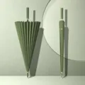 Parapluie droit long vert à 24 baleines, résistant au vent et robuste pour hommes. - Baleine en Fibre 24 Baleines Automatique Vert Foncé + Tissu de Parapluie Épaissi