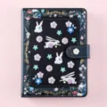 Black silicone cover journal diary with 3D rabbits and floral gold stamping design. - (Seeking Flowers) A