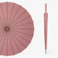 Parapluie long rose à 24 baleines, grand parapluie droit élégant et résistant au vent. - Baleine en Fibre 24 Baleines Automatique Rose Cuir + Tissu de Parapluie Épaissi