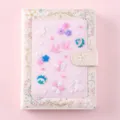 Cute pink silicone cover diary notebook with magnetic buckle and cherry blossom illustrations. - (Seeking Flowers) C